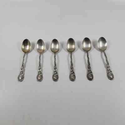 Set of six silver demitasse spoons