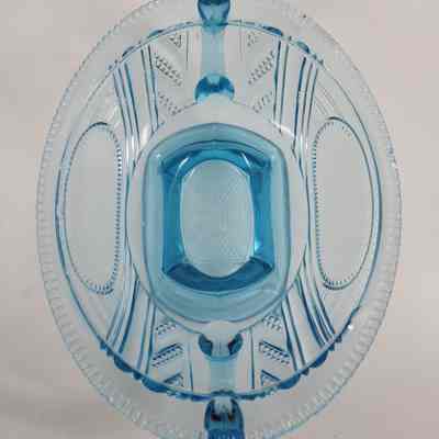 Top down view of blue compote