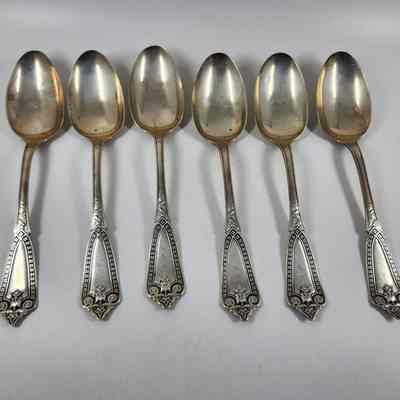 Set of six silver tablespoons