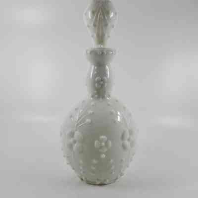 White milk glass stopper with matching bottle (2015.007 C)