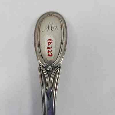 Monogrammed "M" on back of the handle with the accession number