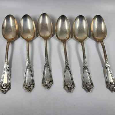 Set of six silver tablespoons