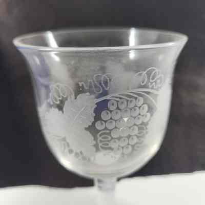 Wine Glass Grape and Vine Etching