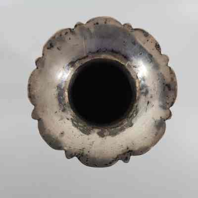 Top down view of silver vase
