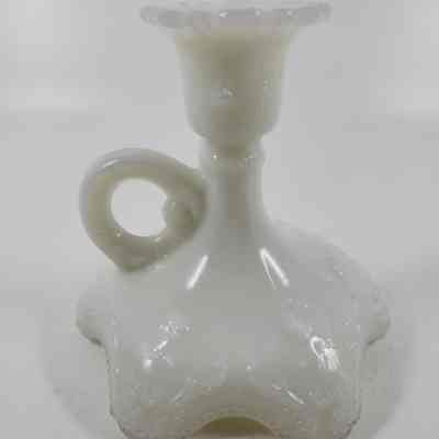 Side of milk glass candlestick