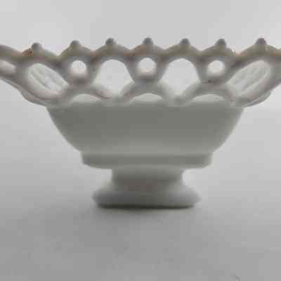 Side of white milk glass box