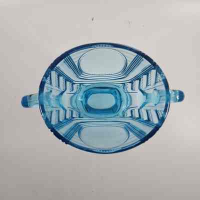 Top down view of blue glass vase