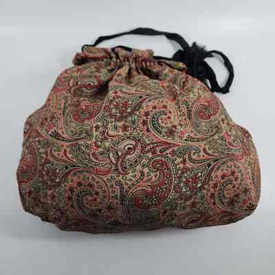 Reverse of drawstring paisley bag