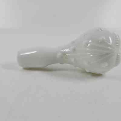 White milk glass stopper with floral sprays