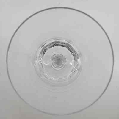 Top down view of glass goblet