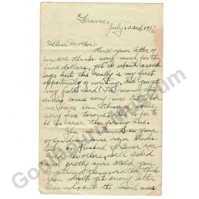Letter: Sefton Stewart to Mother, July 23, 1917