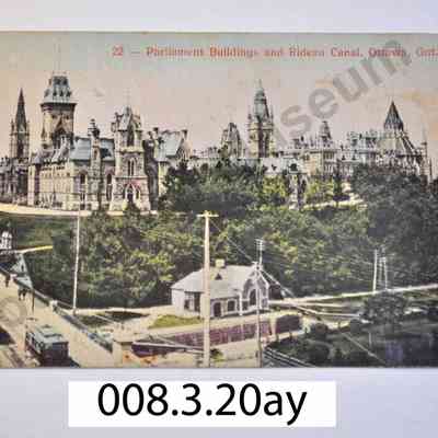 Postcard: Myrtle Davis 1909 Parliament and Rideau Canal
