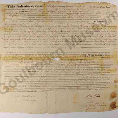 Indenture, Land Sale: William Hobbs and Robert Faulkner, SW1/2 Lot 29 Concession 8, 1835