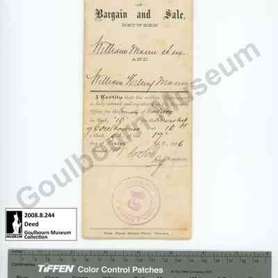 Deed of Bargain and Sale, William Mann and William Henry Mann, 1876