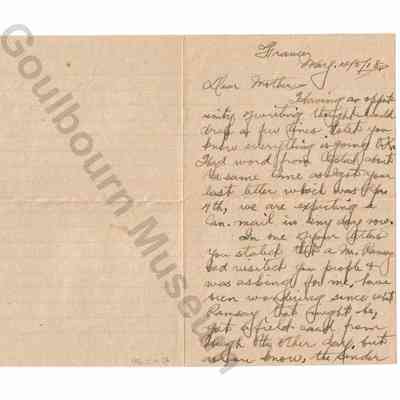 Letter: Sefton Stewart to Mother, May 12, 1918