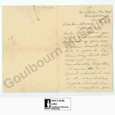 Letter: A.H. Metcalfe to Margaret Stewart, August 21, 1918