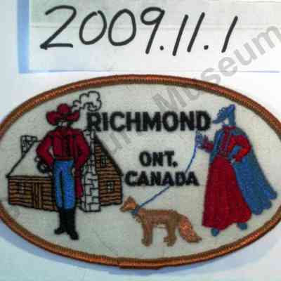 Embroidered Patch: Image of Man, Women and Dog
