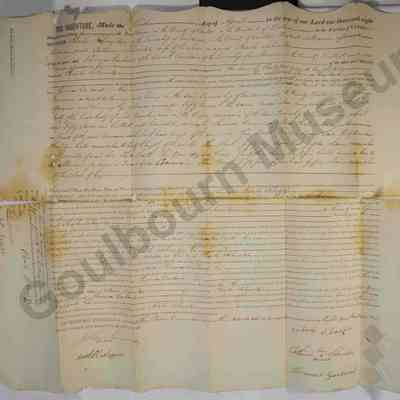 Indenture, Land Sale: Charles Switzer and Thomas Garland E1/2, Lot 6 Concession 8, 1845