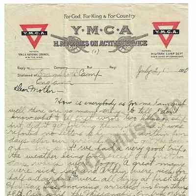 Letter: Sefton Stewart to his Mother, July 2, 1916