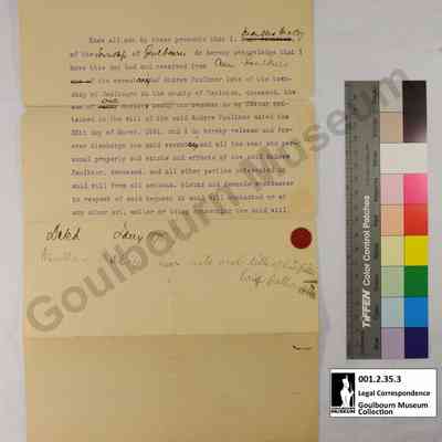 Legal Correspondence: Will Release 1898