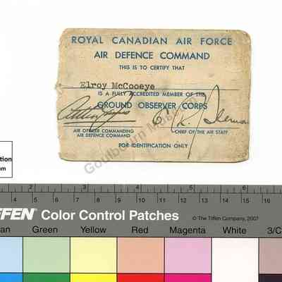 Card, Identification: Royal Canadian Air Force Air Defence Command