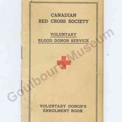 Canadian Red Cross Voluntary Blood Donor Service enrolment book