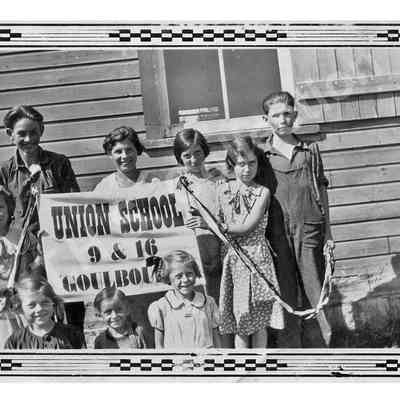 Photograph: School Section No. 9 and 16, Union School Banner, 1937