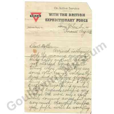 Letter: Sefton Stewart to Mother, August 13, 1916