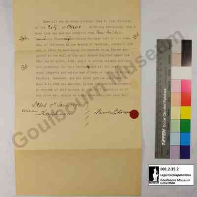 Legal Correspondence: Will Release 1898