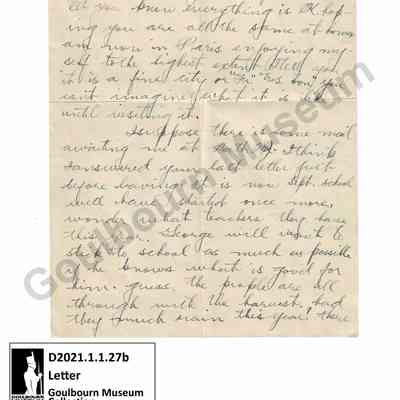 Letter: Sefton Stewart to Mother, September 7, 1917