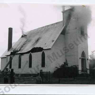 Print, Photographic: St. Thomas Anglican Church fire, June 26, 1964