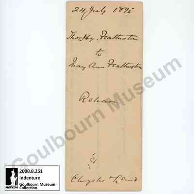 Indenture, Thomas Featherston to Mary Ann Featherston, 1895