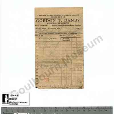 Receipt: Gordon T. Danby, General Merchant