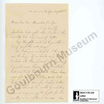 Letter: Katie B. Woods to Margaret Stewart, August 22, 1918