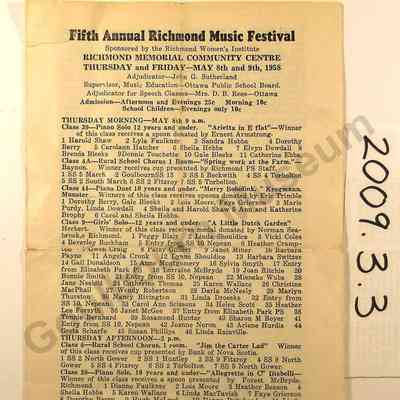 Richmond Music Festival Program 1958