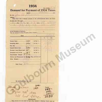 Tax Form: John A. Brown 1934