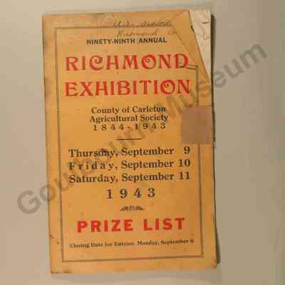 Booklet: 99th Annual Richmond Exhibition, 1943 Prize List