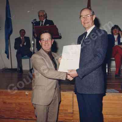 Print, Photographic: John Leroux receiving Goulbourn Township Certificate of Merit