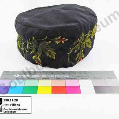 Hat: Embroidered Smoking Cap, Pillbox