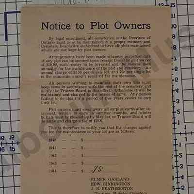 Notice: Munster Cemetery, 1945, 1946