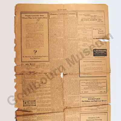 Newspaper: History of Carleton County by George Moore, Carp Review, 1923