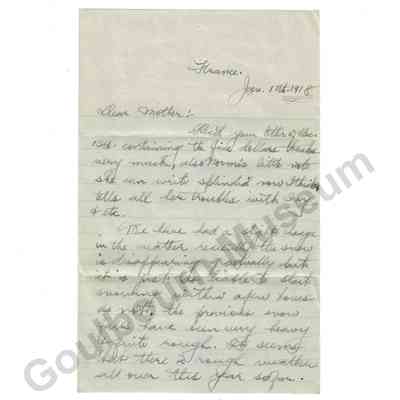 Letter: Sefton Stewart to Mother, January 10, 1918