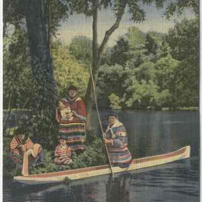 Florida Seminole Indians and their Dug-Out Canoe
