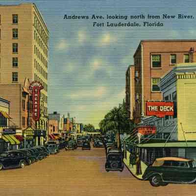 Andrews Avenue looking north from New River, Fort Lauderdale, Fl. Andrews Ave. looking south at this time Andrews Avenue was a two way street.