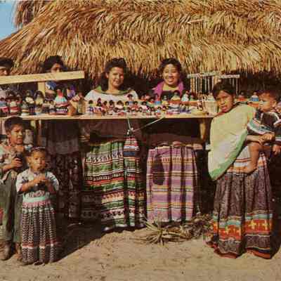 A Family of Seminole Indians on Their Reservation in Tropical Florida
