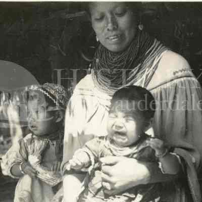 Seminole Indian Mother with Two Babies