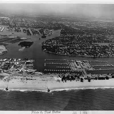 Aerial view of Bahia Mar and Idlewyld Looking West from the Ocean 1954