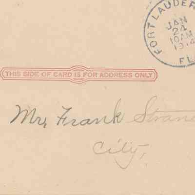 Penny postcard mailed to Frank Stranahan