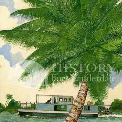 Palm Tree and Paddlewheel on River