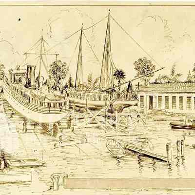 One of the boatyards of Ft Lauderdale 1929